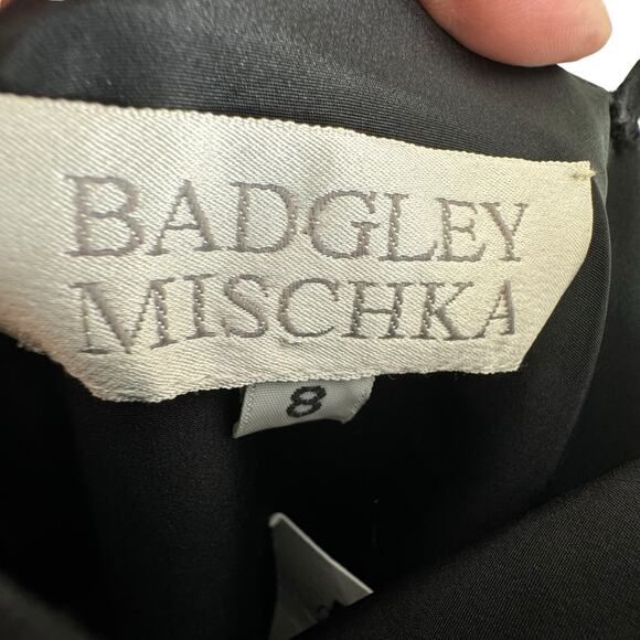 Badgley Mischka Vintage Black Spaghetti Strap Long Fitted Lined Dress Gala Sz 8 - Picture 6 of 6